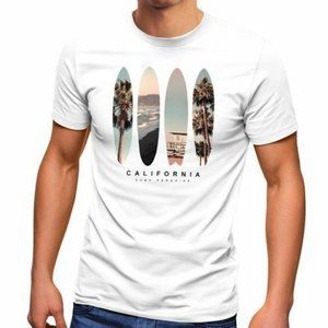 Mens California Surf Paradise Surfboards Graphic Photo Print T-Shirt